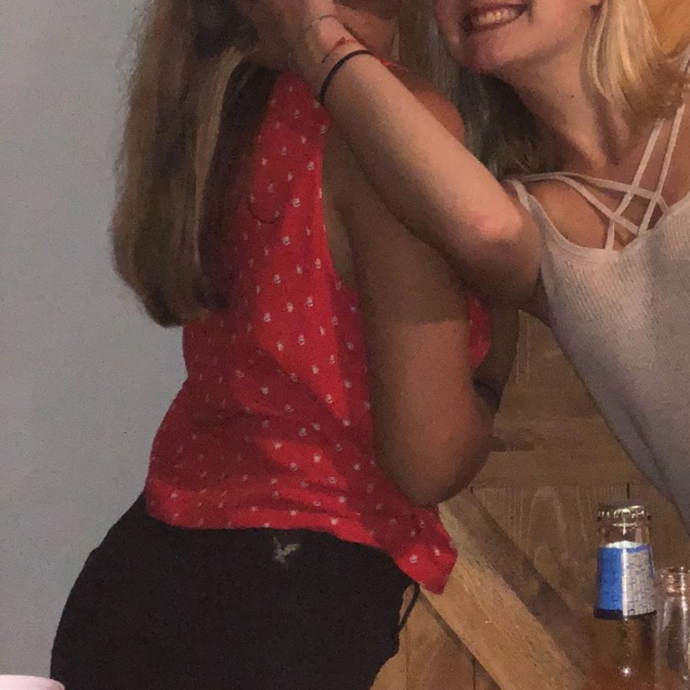 red tie tank top